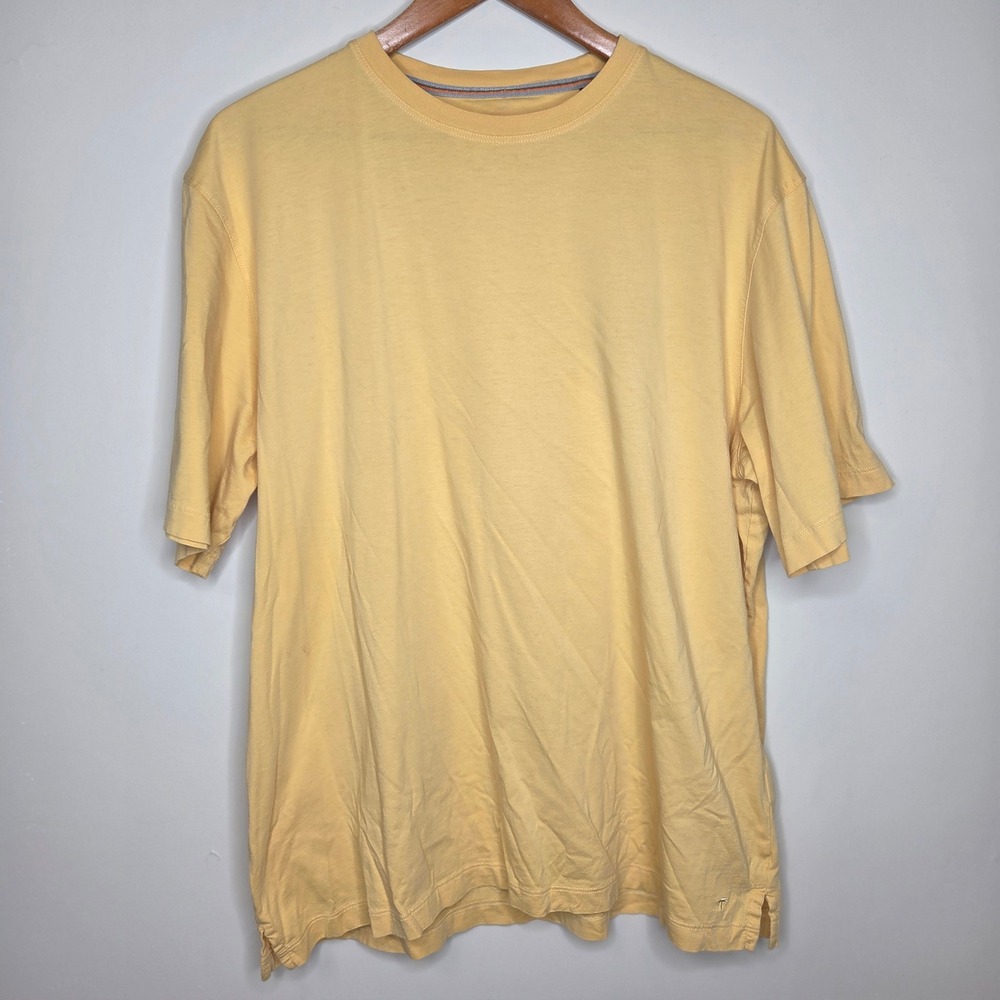 Left Coast Tee Mens XXL Yellow Pima Cotton Short Sleeve Crewneck T-Shirt Peru
